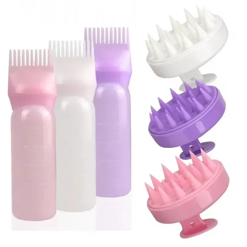 Silicone Shampoo Brush Head Scalp Massage Comb Hair Dye Tint Oil