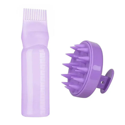 Silicone Shampoo Brush Head Scalp Massage Comb Hair Dye Tint Oil